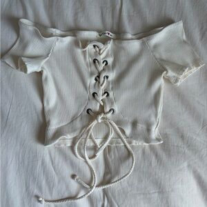 Better Be White Lace-Up Crop Top